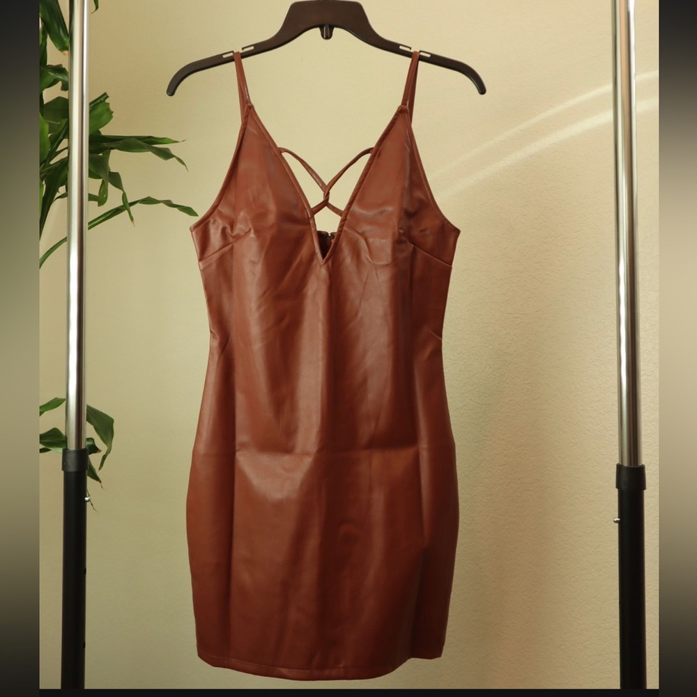 Leather camel dress